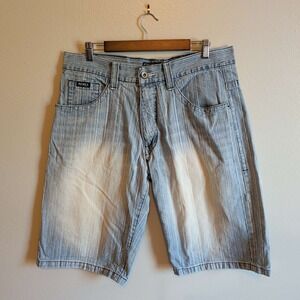 Avirex Denim Shorts Mens 36 Light Blue Textured Faded Y2K Streetwear Baggy